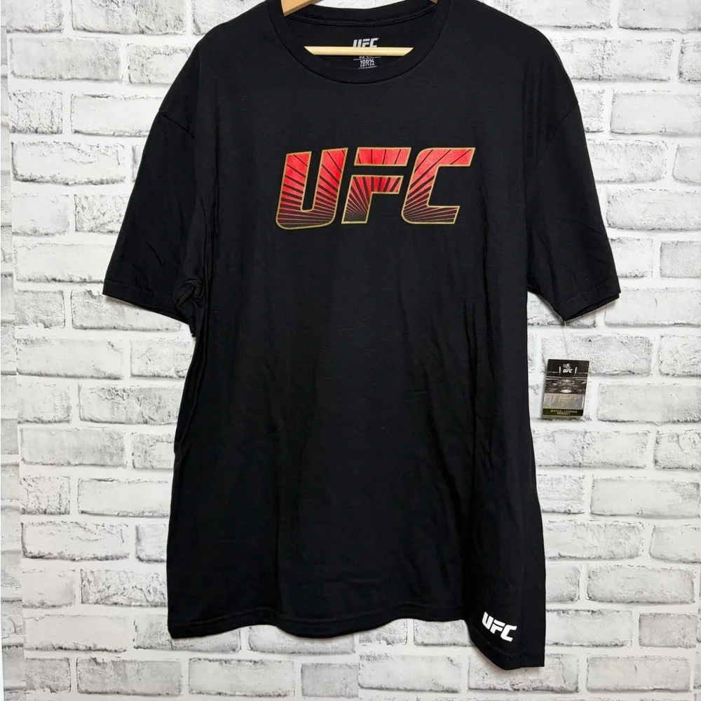 UFC Black Short Sleeve Tee with Red and Gold Logo - Picture 2 of 7